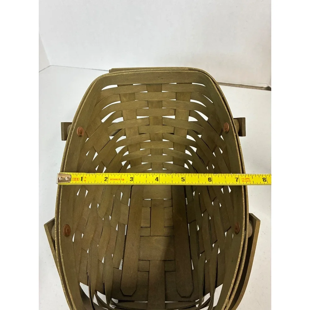 Longaberger 2008 Handmade Slanted Basket Woven Wood Dual Handle